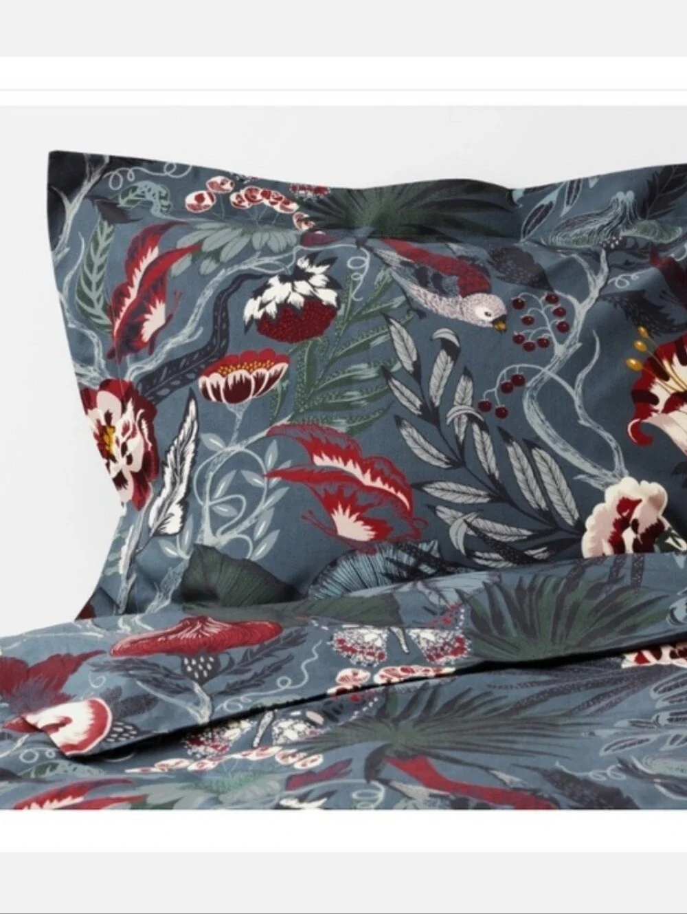 IKEA Filodendron Duvet Cover Floral Birds Butterflies Botanical F/Q